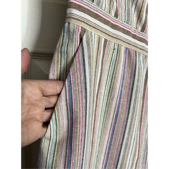 Tart Jumpsuit Womens M Striped Strapless Sweetheart Christy Linen Blend Wide-Leg - Picture 14 of 16